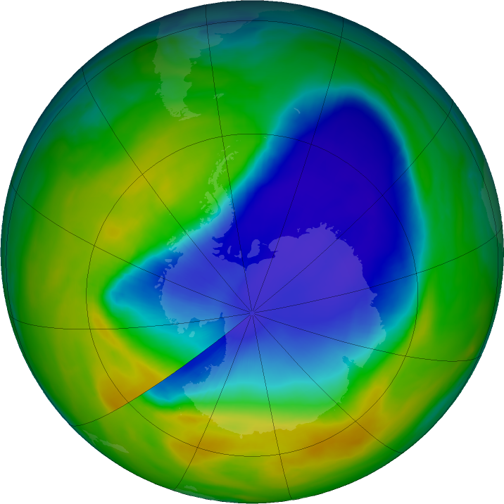 Antarctic ozone map for 12 November 2018